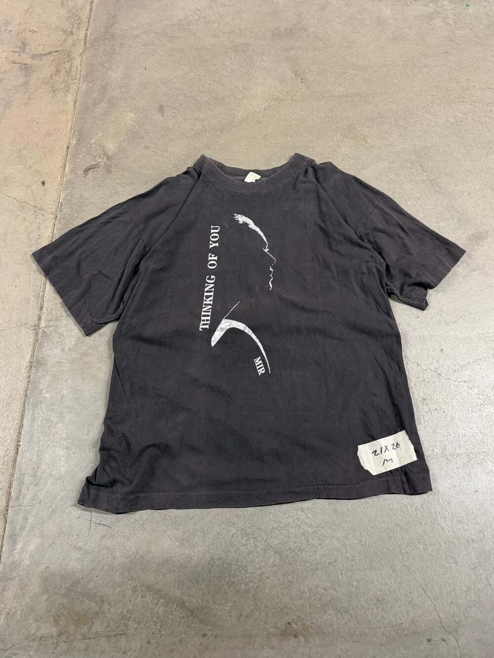 Vintage 90s Thinking Of You MIR Graphic Black T-Shirt